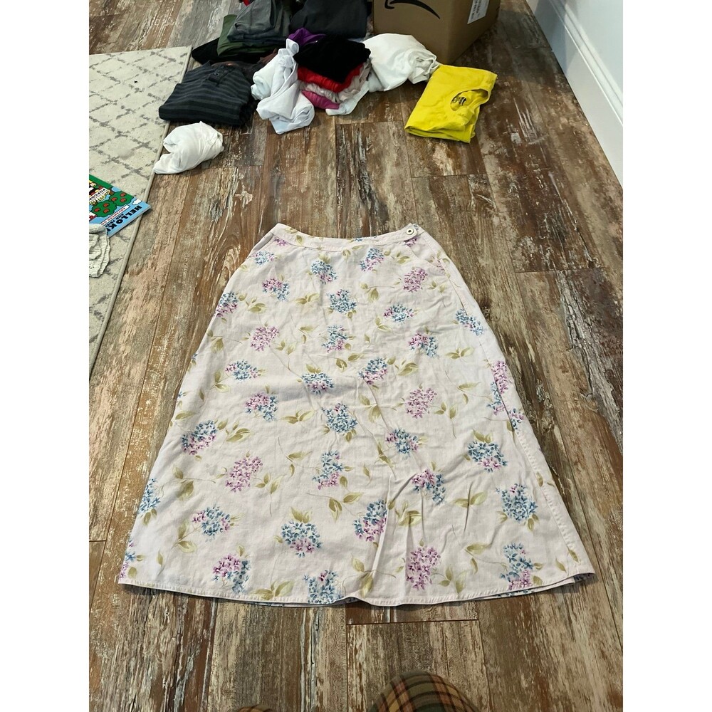 Women’s Vintage Liz Claiborne Light Pink Floral Print Skirt Size 10 Petite